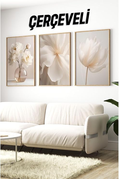 Kututr Ahşap Çerçeveli Mdf Tablo Seti Salon Ve Oturma Odası Için Çt3086,Çerçeveli 3086 42 X 62