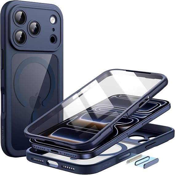 JETech Case for iPhone 17 Pro Max, 360° Protection, Deep Blue