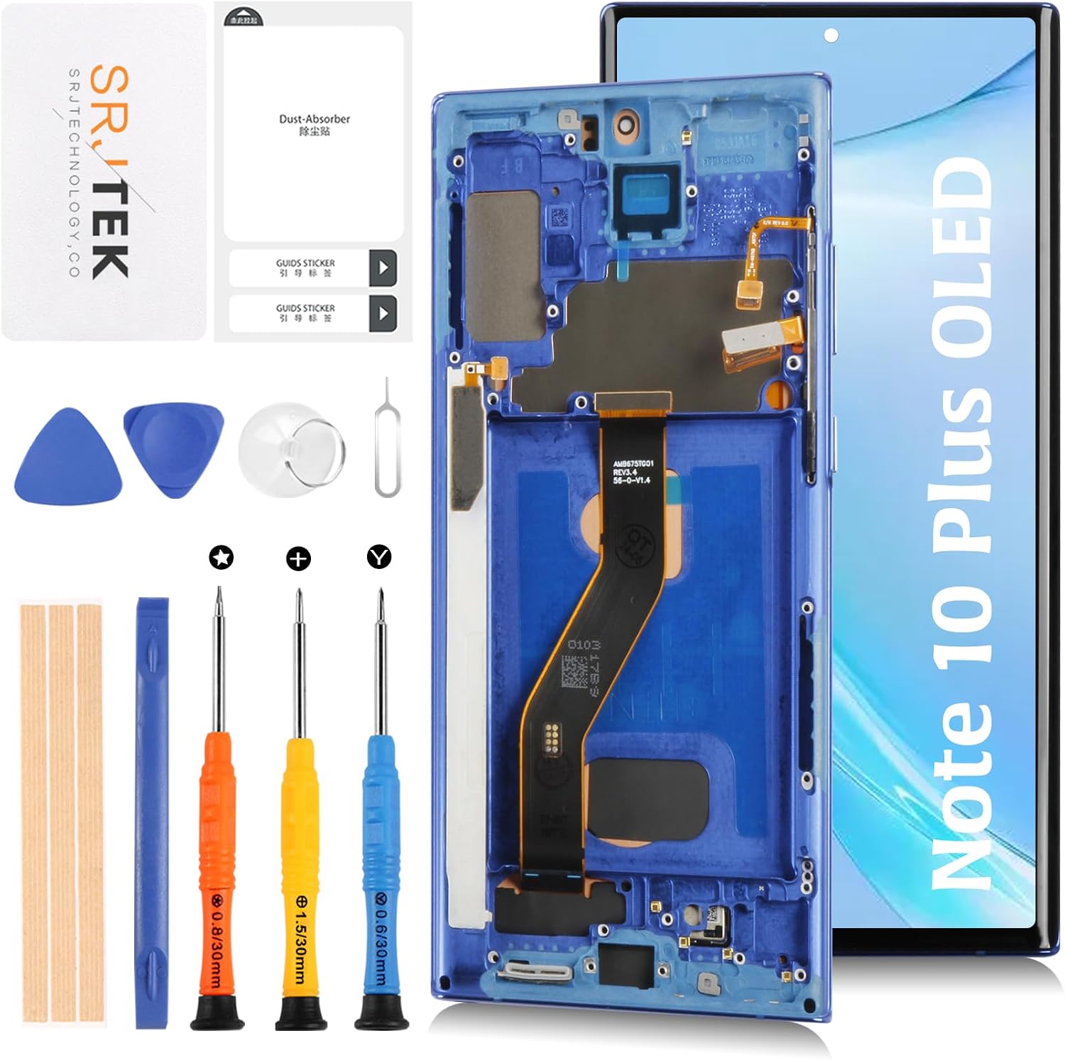 SRJTEK For Samsung Galaxy Note 10 Plus OLED 6.67 Not OEM 6.8 Touch Screen Digitizer Aura Blue Frame LCD Screen Replacement Repair for Note105G SM-N975U N975W SC-01M SCV45 Model LCD Display Touch