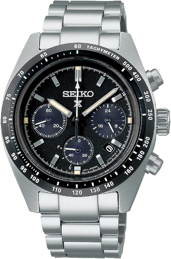 Seiko SSC819P1 Men's Solar V192 Wristwatch, Round, Waterproof, Chronograph, Metal, Parallel Import Goods, Black, Silver