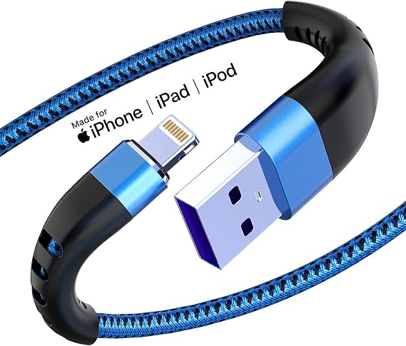 Lightning Cable "2m×2pcs" Apple Certified iPhone Charging 2m High Durability Nylon Braid Root Reinforcement Fast Charging & Data Transfer Flexibility iPhone 12/12 Mini/12 Pro/11/XS/XS Max/XR/X/8/7/7 | 6ft to USB Charging Cable Compatible with iPhone 14 13 12 11 X XS XR and other Lightning devices - Blue