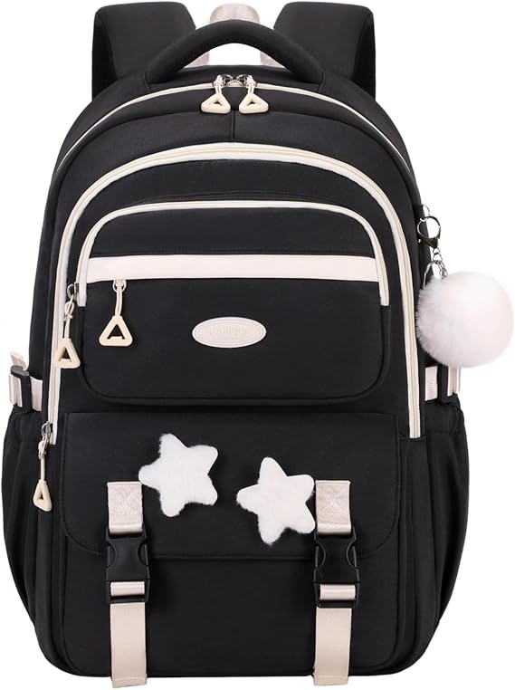 Children School Bags for Girls, Teenage Girls Book Bags for School, Elementary Causal Daypack with Pendant