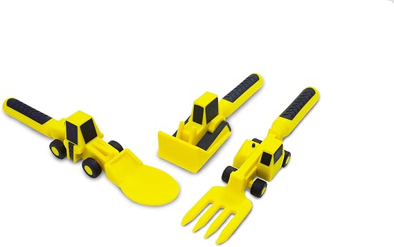 Constructive Eating Çocuk çatal bıçak takımı 3'lü set – konstrüksiyon gereçleri, çocuk yemek takımı, uzun ömürlü ve bulaşık makinesinde yıkanabilir, çocukların sağlıklı beslenme alışkanlıklarını
