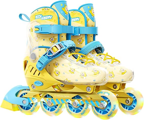 Generic Inline Skates Adjustable for Kids Ages 5-12, Light Up Roller Skates with 8 Glowing Wheels ABEC 7 Bearings for Teens