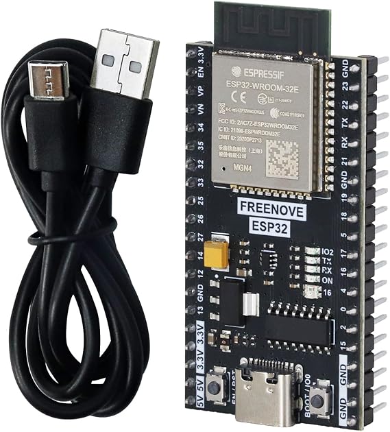 Freenove ESP32 dev Board Kit Dual-Core 32-Bit 240 MHz Microcontroller Development Onboard WiFi+BT Python C Code Sample Projects Tutorial