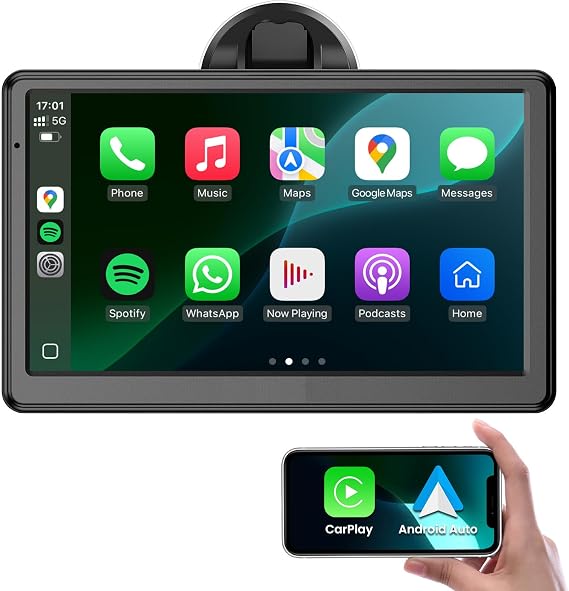 Wireless CarPlay & Android Auto Screen, 7" Touch Screen Portable Car Stereo