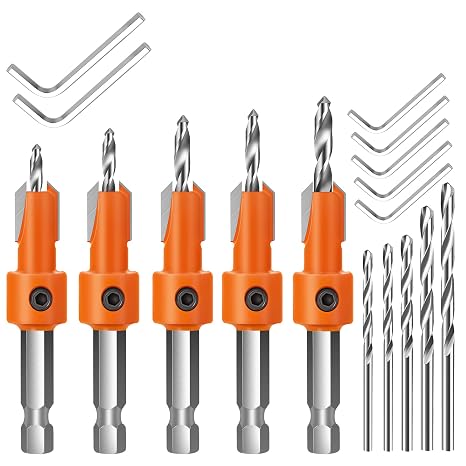 Hex Countersink Drill Bit, Lytool 5Pcs Quick Change 6.35mm Adjustable