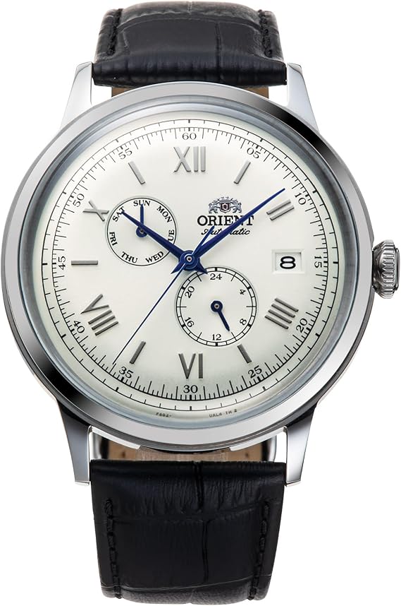 Orient Bambino Versiyon 8 Haftalık Takvim Otomatik Elbise İzle Modeli: RA-AK0701S30B, Beyaz, Modern