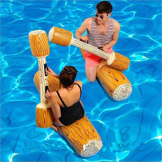 LONEEDY 2Pcs Set Inflatable Floating Row Toys,Adults Pool Party Games Water Sports Rafts Log Float Toys