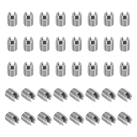 PATIKIL Self-Tapping Threaded Inserts, 40 Pcs M4 x M6.5 x 8mm 303 Stainless Steel Thread Adapter Reducer Slotted Screw Repair Inserts Nuts Sleeve