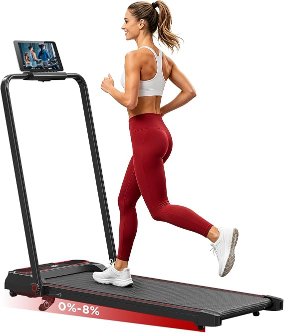 Folding Treadmill with 8% Incline, 3 In 1 Under Desk Walking Pad for Home and Office, 3 Adjustable Incline,1-12 KM/H, Portable Treadmill with LED Display, Remote Control,Installation Free