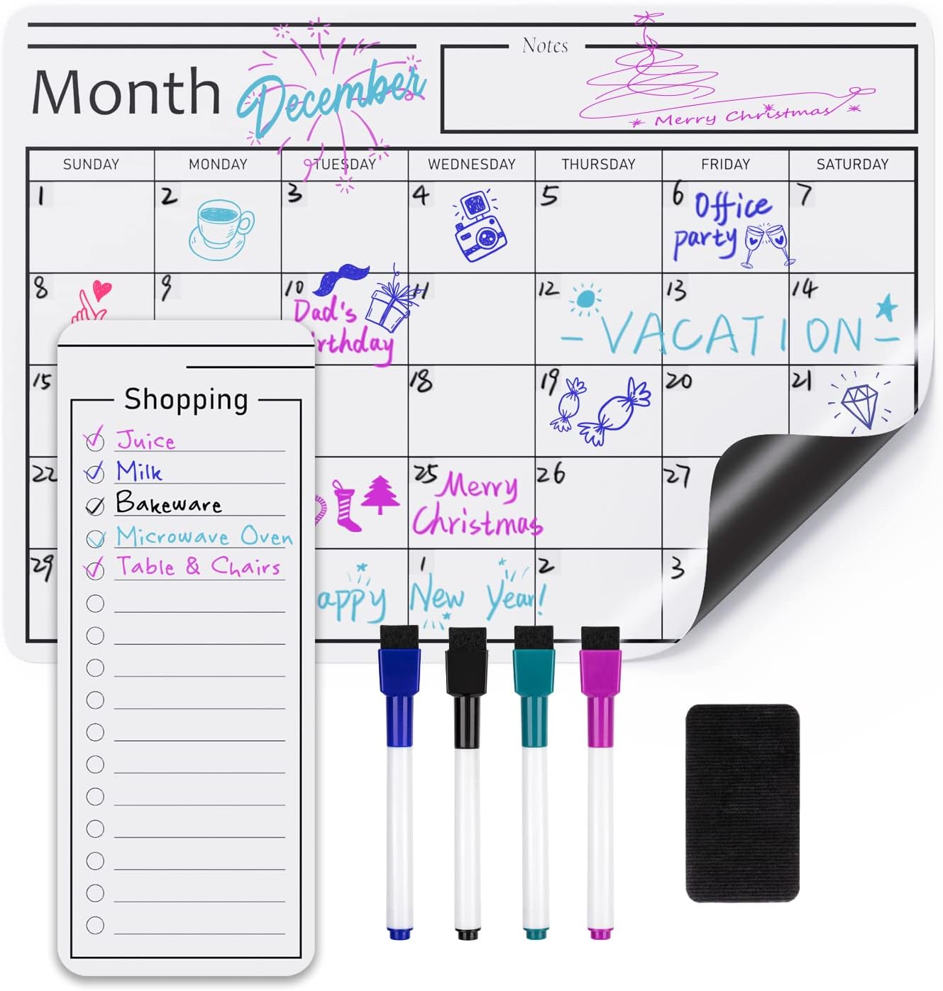Amazon Basics Magnetische trocken abwischbare WhiteboardFolie Kalender 305 cm x 432 cm Weiß