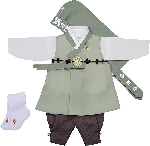 Boy Baby Hanbok Set Korea Traditional Dol Party Celebrations Light Green oob05