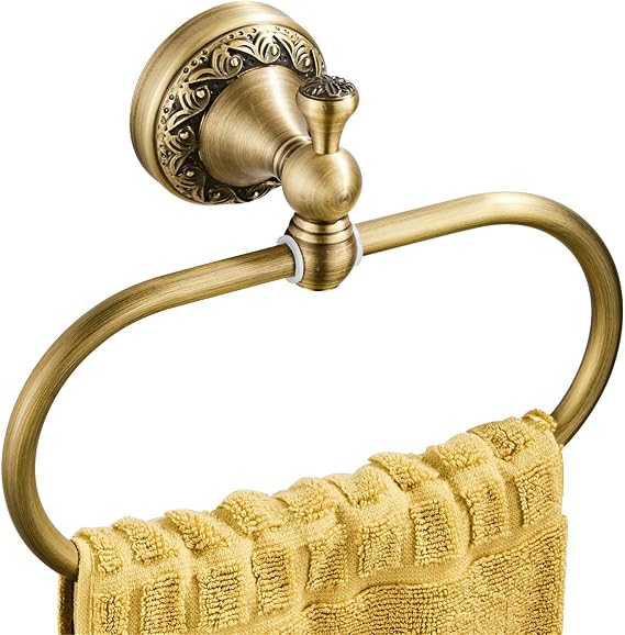 Flybath Oval Towel Ring Brushed Brass Antique Wall Mounted For Bathroom