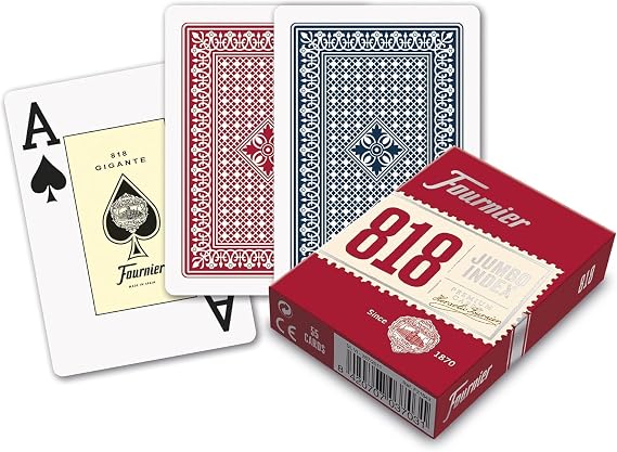 Fournier Poker Oyun Kartları Nº 818, Jumbo Endeks, Kırmızı veya Mavi