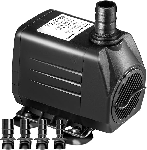Submersible Water Pump 3000L/H, Ultra Quiet Aquarium Pump for Fountains, Pool, Fish Tank, Pond, Hydroponics, Statuary, Hight Lift 2.5m, 4 Strong Suction Cups, 4 Nozzles (3000L/H 55W)