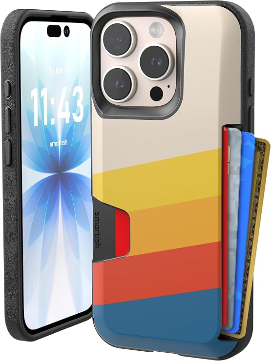 Smartish iPhone 16 Pro ウォレットケース カードホルダー ウォレット スレイヤー V1 ストライプ