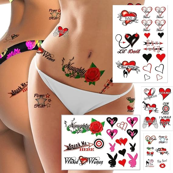 Naughty Temporary Tattoos for Women - 40+ Sexy Stickers for Adult Fun for Lower Back Legs Arms Butt Stomach