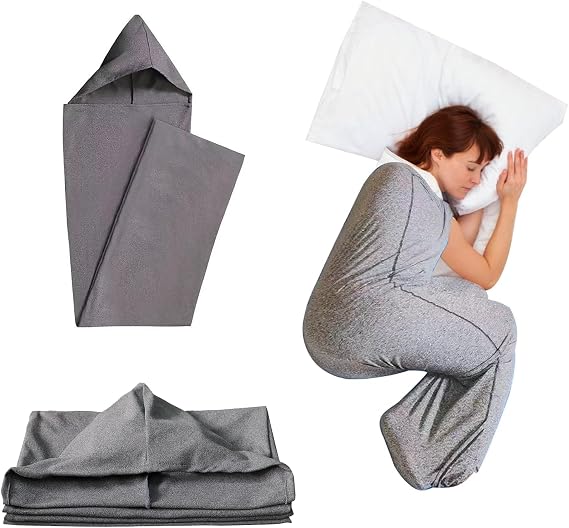Compression Sleep Sack, Ultra-Lightweight Wearable Blanket for Stress & Anxiety Relief, Hooded Sleep Pod, Hug Pressure Compression Sack, Breathable Stretch Fabric, Oversize Sleep Sack