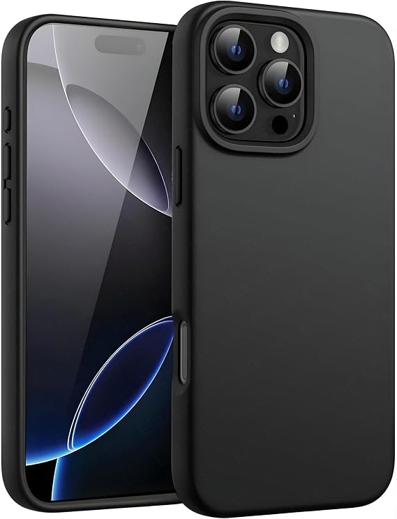 Ehr. iPhone 16 Pro Max ile Uyumlu Lansman Kılıf, İçi Kadife Silikon, Kamera Çıkıntılı Koruyucu, Leke Tutmaz ve Darbe Emici Şık Kapak (Siyah, iPhone 16 Pro Max)
