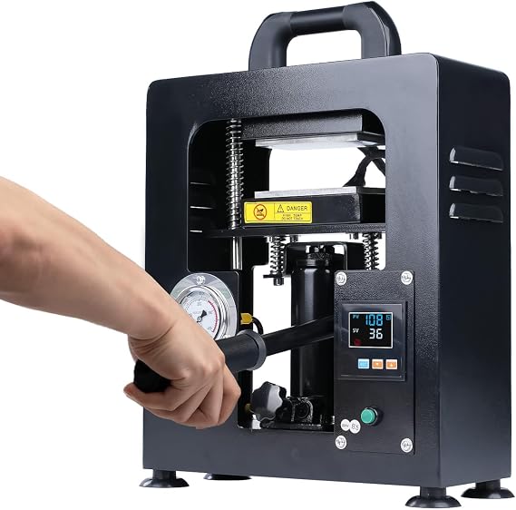 Heat Press Machine, 10T Manual Hydraulic Jack Heat Press Machine 600W Dual Heat Platen 2.3 x 4.7 Inch Intelligent LCD Screen and Accurate Pressure Gauge 220V Heat Press Plate