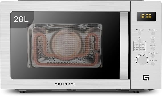 Grunkel MW-28AIRFRYER 28-litre microwave with grill and airfryer 3 functions, 900W microwave, grill 1200W, airfryer and oven 2200W with 5 power levels 8 programs and defrost.