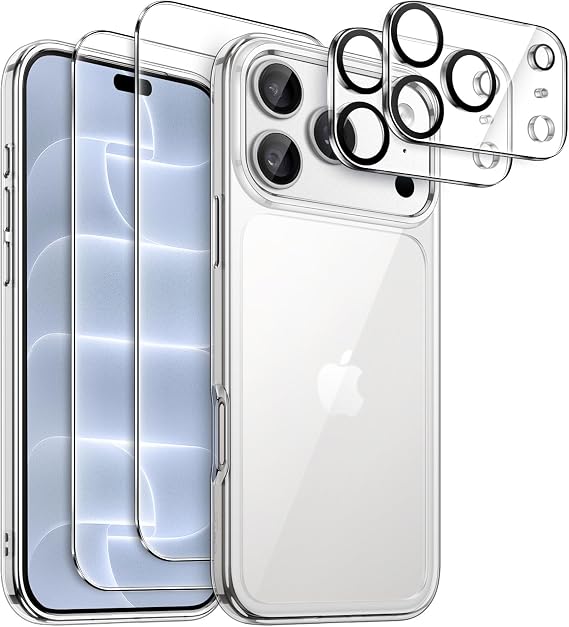JETech 5 in 1 Clear Case for iPhone 18 Pro MAX, Clear