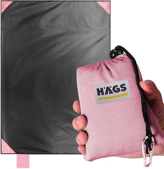 Haegs Cep Yer Örtüsü, Piknik örtüsü Kamp Matı, Plaj Yer Örtüsü, Su Geçirmez, Kum Tutmaz, Hızlı Kurur, İnce Zemin Örtüsü Outdoor Açık Hava Kamp Yürüyüş Seyahat için - El Askılı - 180-150cm - Pembe