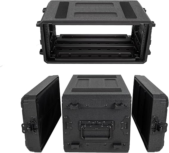 4U Rack Case, Flight Case with Foam, Shockproof Waterproof Equipment Rack Case with Precise Dimension for 19 Inch Standard Audio Server Gear Storage And Transportation