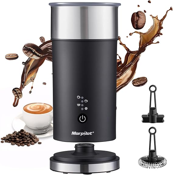 Milk Frother Electric 4 in 1 - Morpilot 240ml Automatic Frothers Milk Steamer and Warmer Milk Heater and Foamer Hot and Cold Foam Maker for Coffee Cappuccinos Macchiato Latte