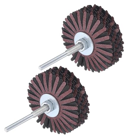 uxcell 研磨布フラップホイールサンディングスター 2個 1/4インチシャンク 木工用根彫り 家具研磨用 80グリット