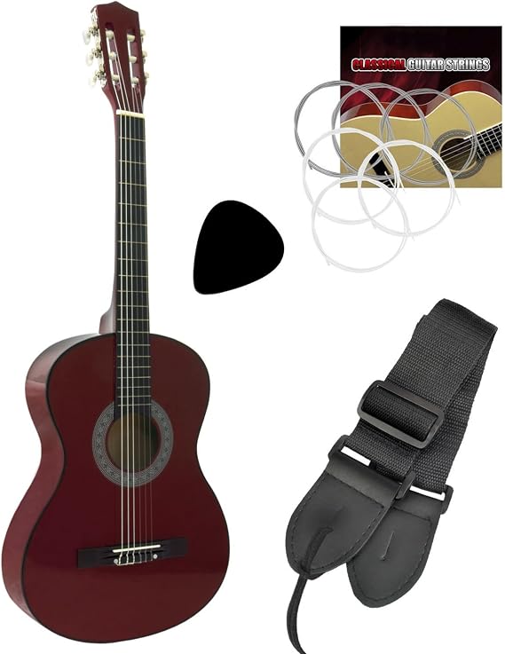 Tiger 1/4 Size Beginners Classical Spanish Guitar - Red