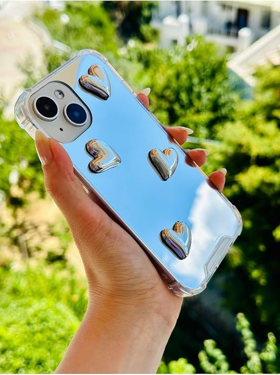 Go Accessory Iphone 14 Plus - Silicone Case with Mirrored Design Compatible with 15 Plus