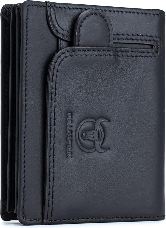 Men's Wallets Slim Mens Genuine Leather RFID Blocking Minimalist Card Bifold Travel Thin Wallet,Front Pocket,1 Zipper Coin Pocket,1 ID Window,17 Card Holders and Gift Box