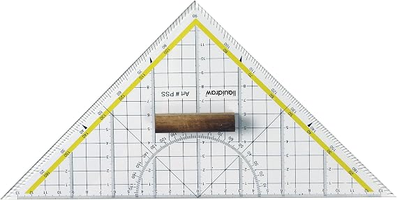 Liquidraw Set Square Ruler, Triangular Protractor, Clear, 25cm