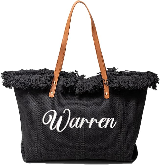 Personalized Monogram Embroidery Canvas Tote Bag, Initial Tote Bag, Bridesmaid Gift Tote, Custom Beach Bag, Gift for Her, Mothers Day Gift