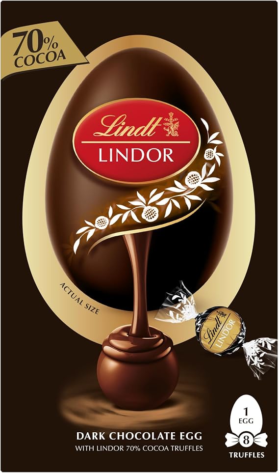 Lindt Lindor 70 Percent Dark Chocolate Easter Egg 260g – Dark Chocolate Truffles with a Smooth Melting Filling – Premium Easter Chocolate Treat – Easter, gift