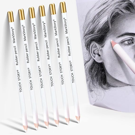 6PCS Eraser Pencils for Artists, Pencil Rubber Erasers Pencil for Sketching