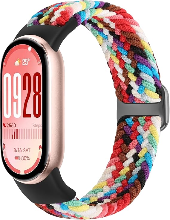 Bcuckood Braided Watch Strap Compatible with Xiaomi Smart Band 10/9/8, Elastic Solo Loop Soft Nylon Stretchy Strap Replacement Wristband for Mi Band 10/9/8 for Women Men