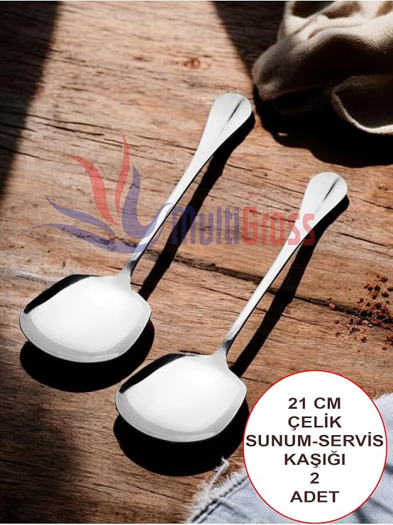Çelik 21 cm Servis Kaşığı, 2 Adet, Metal