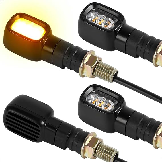 evermotor Mini 12V Motorcycle LED Indicators E24 E-mark Rectangle Motorcycle Indicator IP67 Waterproof (4 Packs)