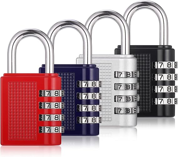 Pack of 4 Combination Padlock Weatherproof Zinc Alloy Padlock with Combination Code 4-Digit Locker Lock Rustproof Lock with Combination Code for Gym Locker Garden Shed