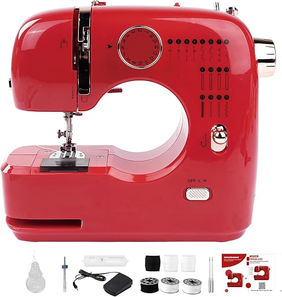 Mini Electric Sewing Machine, 16 Stitches Multifunctional Household Sewing Machine with Double Needle, Portable Sewing Set for Beginners, DIY Art and Quilting