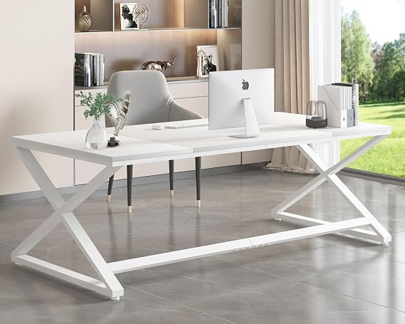 LVB Gaming Desk Office Table Computer Large Desks for Home 180cm White Oak