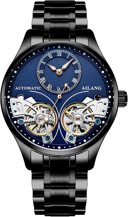 TEINTOP Men's Automatic Watch Skeleton Ailang Series Wristwatch with Steel Band