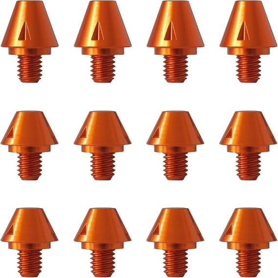 Replacement SG Orange studs 6mm thread for Adidas football. Coloured metal cleats. Multiple pack sizes. Optional removal tool. Fits X Predator F50 Copa & more