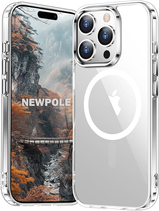 NewPole iPhone 16 Pro Max için MagSafe ile Uyumlu Kılıf Şeffaf Darbelere Dayanıklı Sararma Karşıtı Yüksek Lens Çevresi Güçlü Manyetik Tutuş Apple iPhone 16 Pro Max için MagSafe ile Uyumlu Kılıf