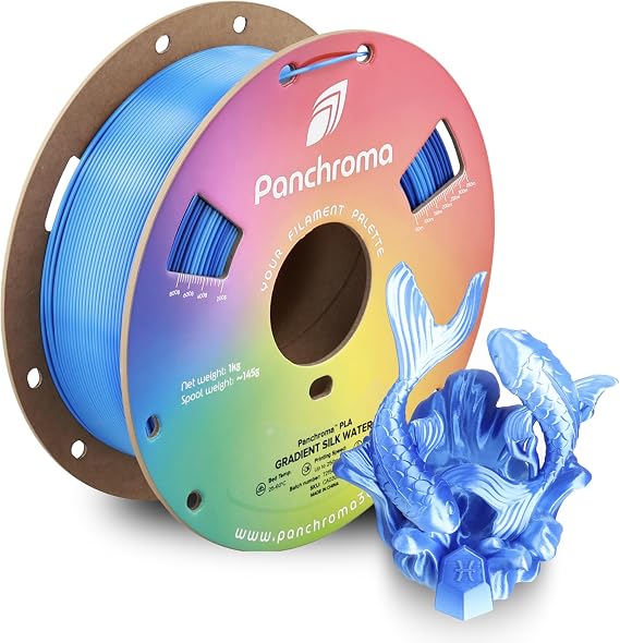 Polymaker Pancroma Gradient Silkwater PLA 3D Printing Filament 1.75mm 1kg Smooth Color Changing, Shiny Silk Finish, Fast Printing, Great for Home Decoration, Toys, Cosplay, Miniatures, Gifts