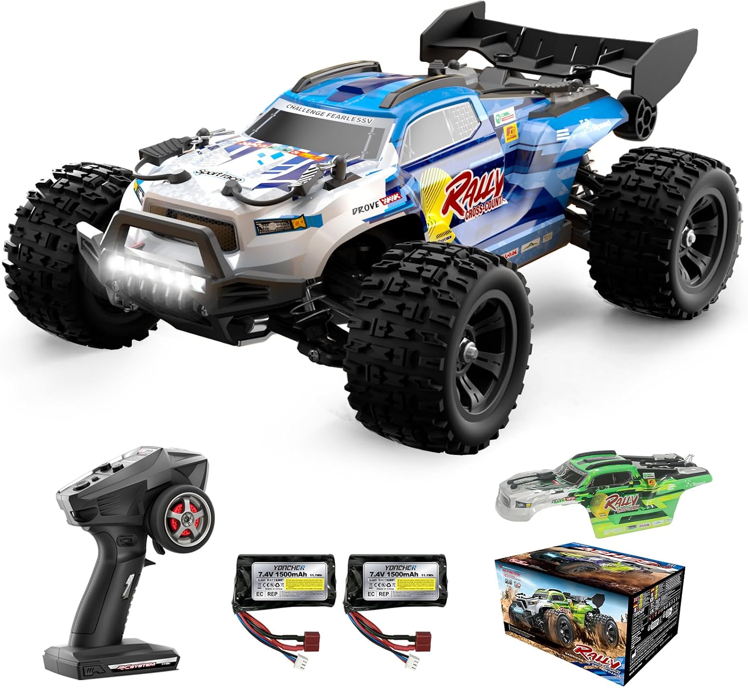 YONCHER Brushless Remote Control Car for Adults, 1:18 60KMH High Speed RC Monster Trucks 4x4 Offroad Waterproof, RC Cars for Kids Boys, 4WD Fast RC Truck with 2 Battery 50min Play Time