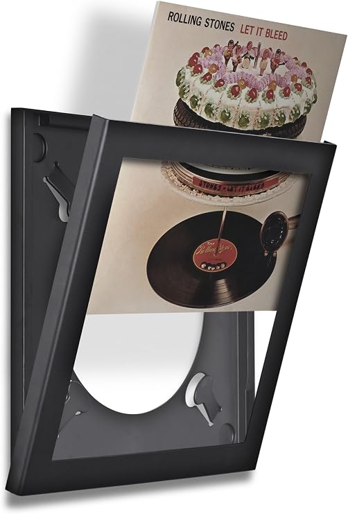 Art Vinyl Play & Display 12″ Vinyl Record Frame – UV-Resistant Wall-Mount L | P Frame, Front-Loading Record Holder & Album Cover Display, Black